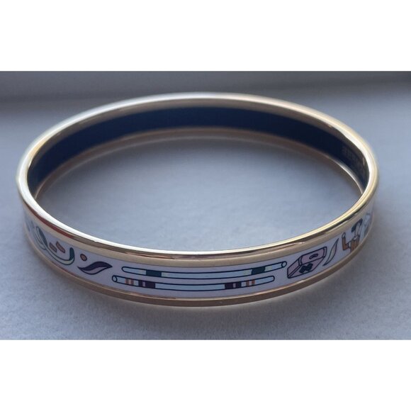 Hermès Paris Enamel & Rose Gold Plated Bangle Bracelet Made In France With Box & - Picture 1 of 6